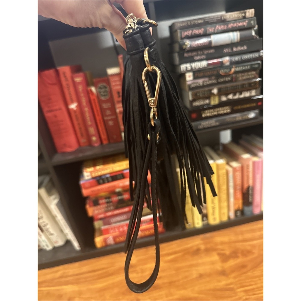 Fringe Western Wristlet Purse Tassels Handbag Black Gold Zipper Rodeo Cowgirl - Picture 4 of 13